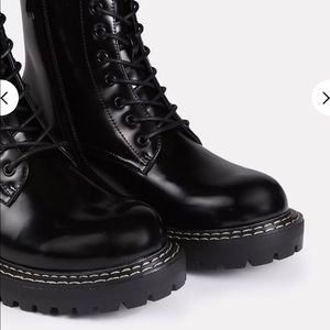 Black leather lace up boots